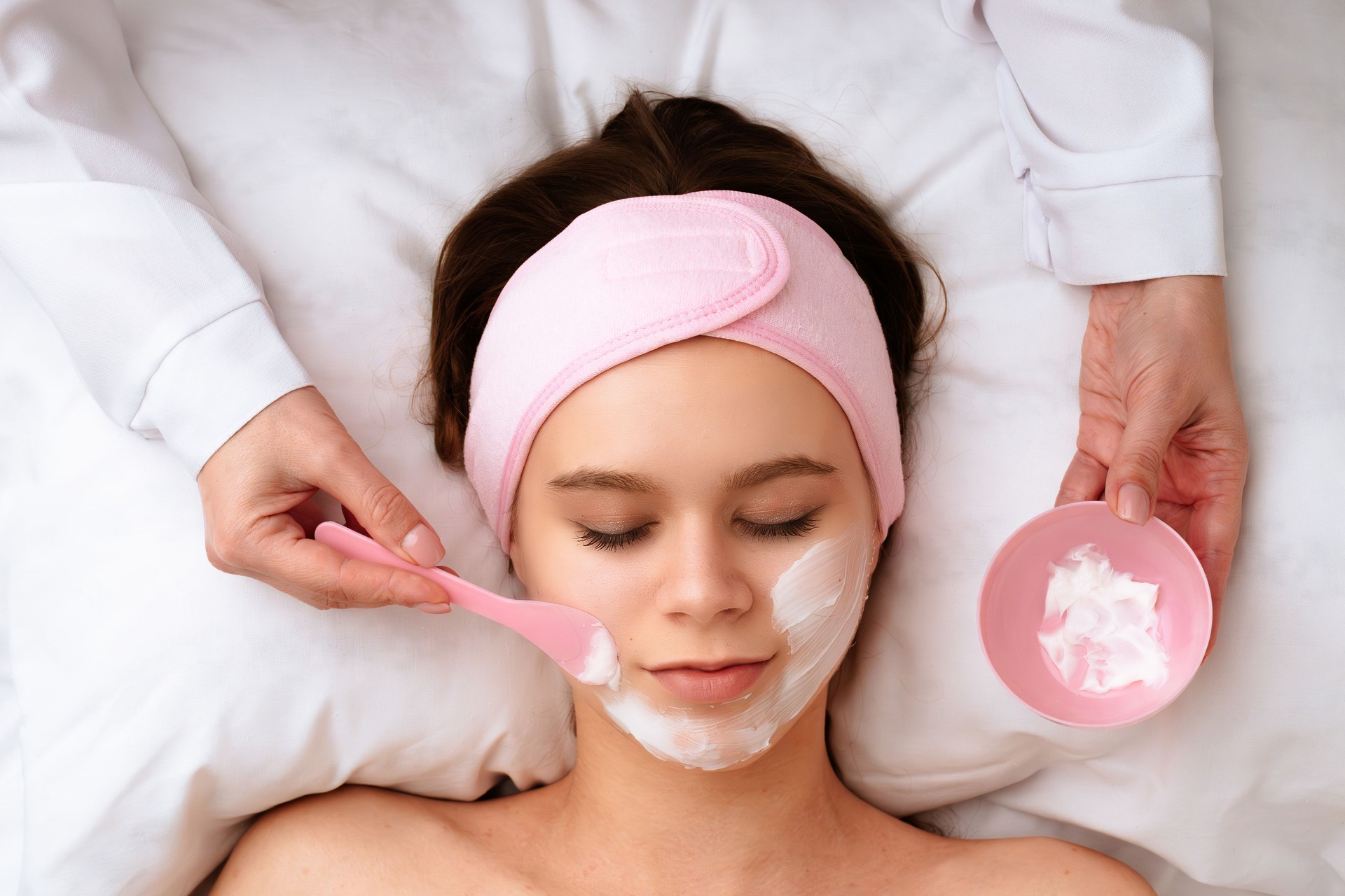 Facial Treatment with Brush and Cream Mask for Relaxation and Skin Care